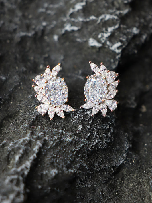 925 Sliver High Carbon Diamond Earrings